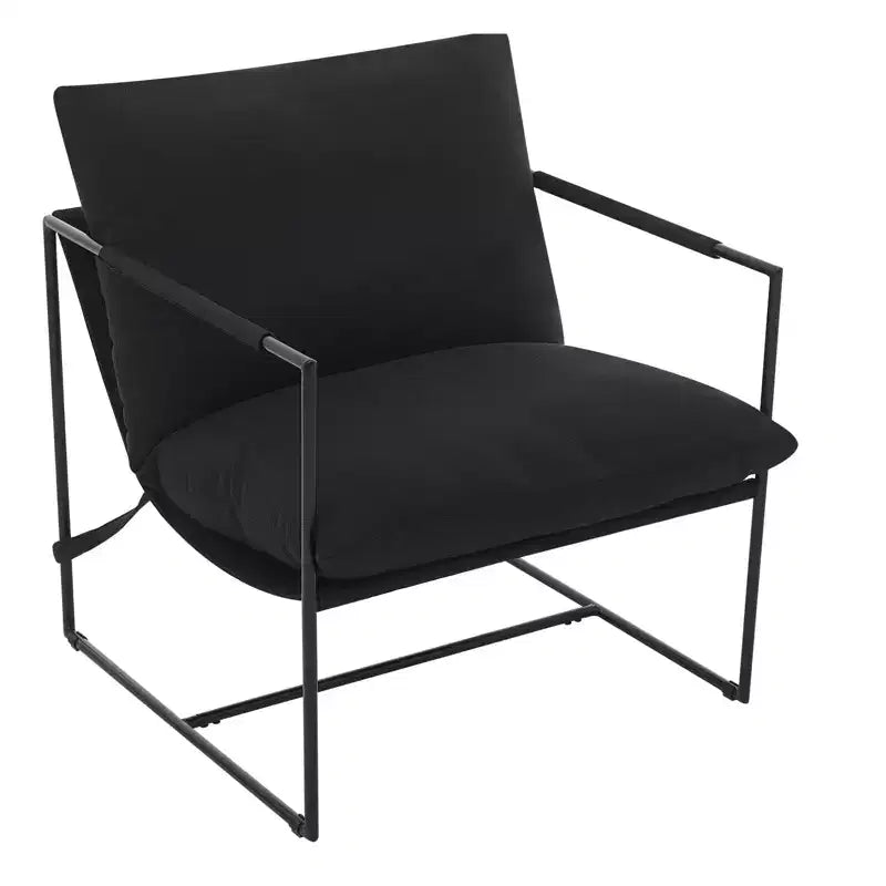 Poltrona Sling con struttura in metallo, Poltrona da soggiorno moderna e comoda, Poltrona da lettura imbottita con cuscino in schiuma sminuzzata, Poltrona comoda oversize