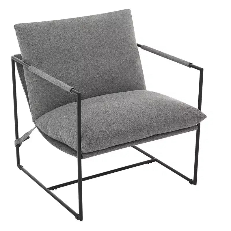 Poltrona Sling con struttura in metallo, Poltrona da soggiorno moderna e comoda, Poltrona da lettura imbottita con cuscino in schiuma sminuzzata, Poltrona comoda oversize