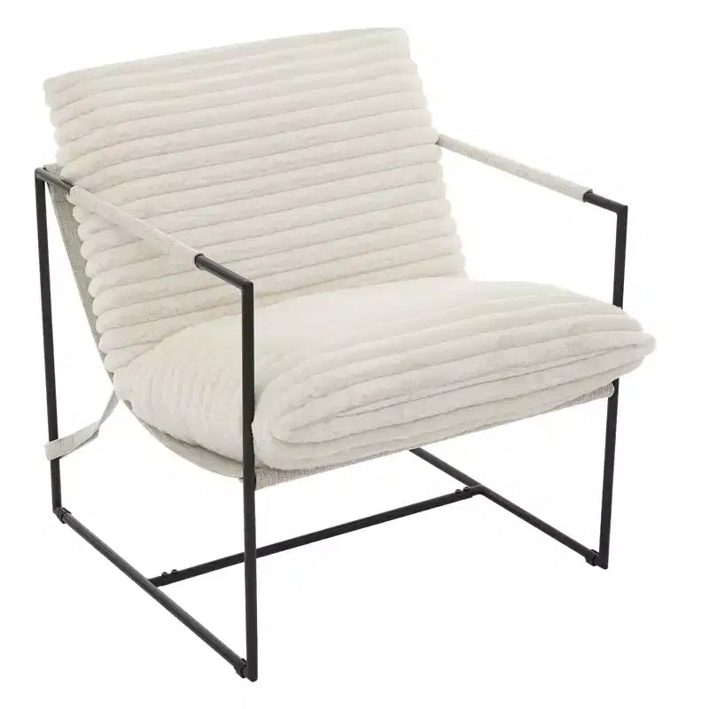 Poltrona Sling con struttura in metallo, Poltrona da soggiorno moderna e comoda, Poltrona da lettura imbottita con cuscino in schiuma sminuzzata, Poltrona comoda oversize
