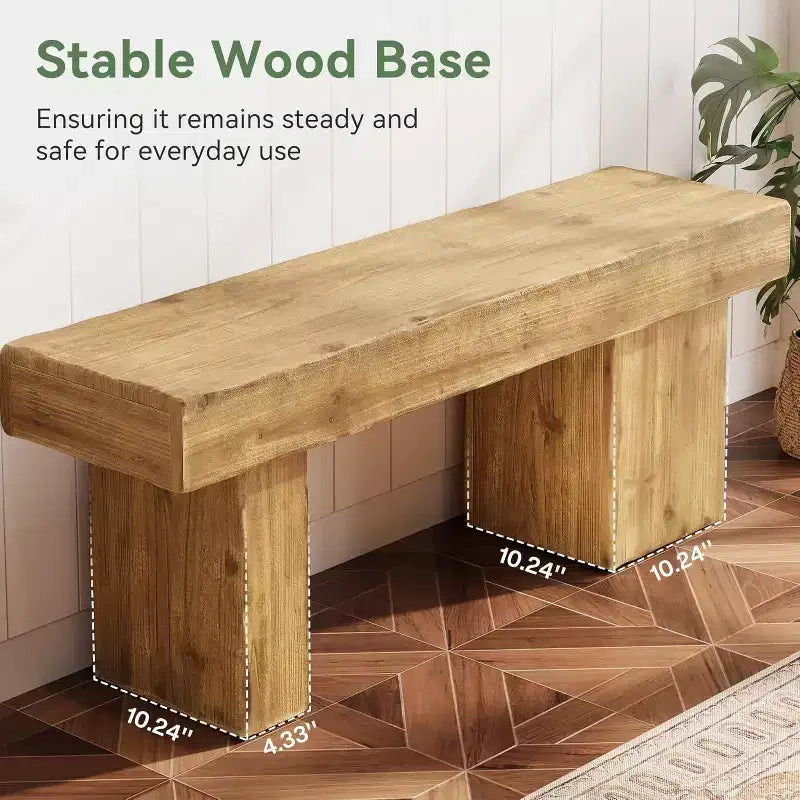 Panca da ingresso in legno massello da 47" con gambe artistiche - Robusta, supporta 100 kg