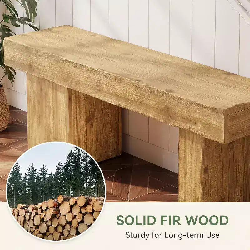 Panca da ingresso in legno massello da 47" con gambe artistiche - Robusta, supporta 100 kg