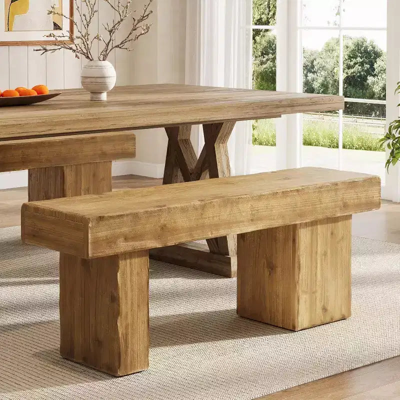 Panca da ingresso in legno massello da 47" con gambe artistiche - Robusta, supporta 100 kg