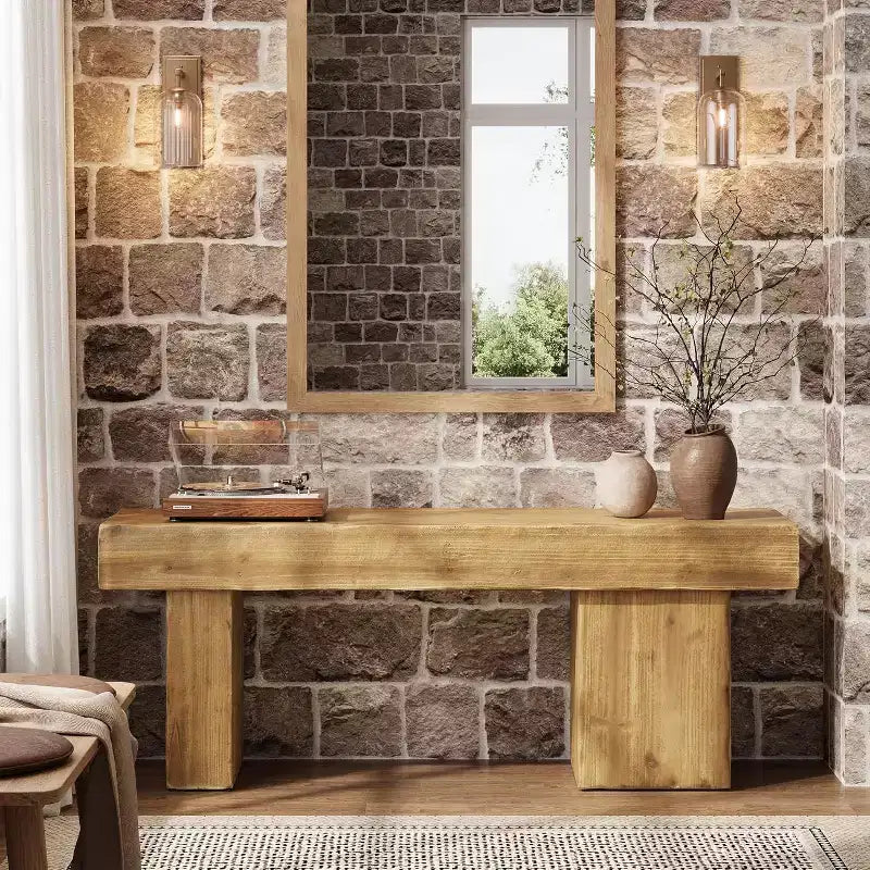 Panca da ingresso in legno massello da 47" con gambe artistiche - Robusta, supporta 100 kg