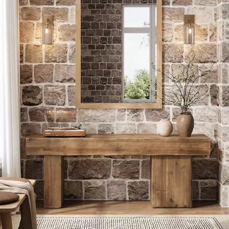 Panca da ingresso in legno massello da 47" con gambe artistiche - Robusta, supporta 100 kg