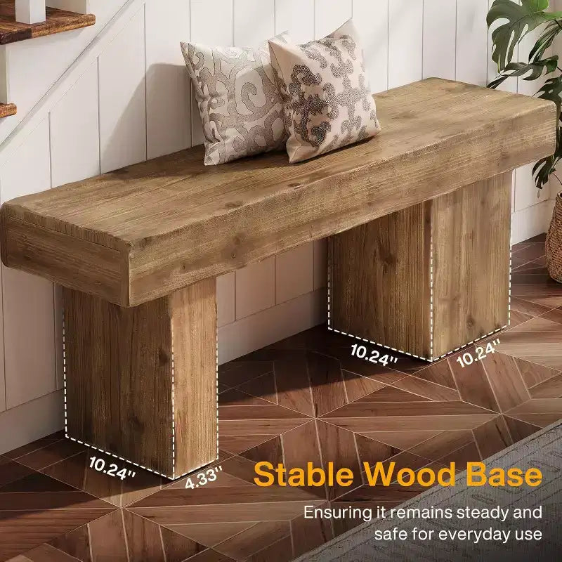 Panca da ingresso in legno massello da 47" con gambe artistiche - Robusta, supporta 100 kg