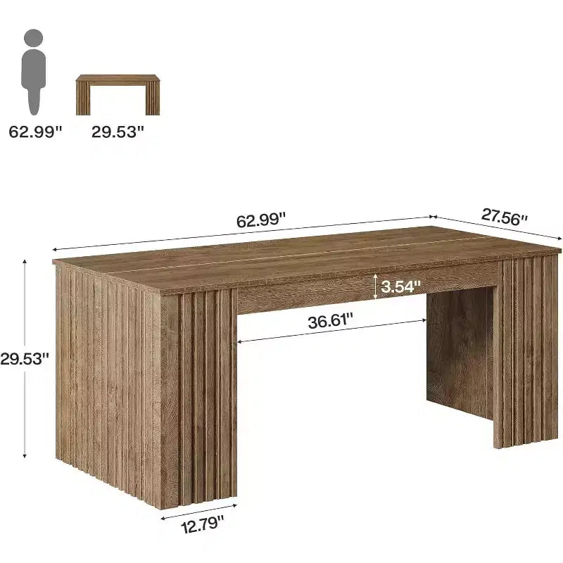 Scrivania direzionale moderna da 160 cm - Grande scrivania per computer da ufficio, marrone