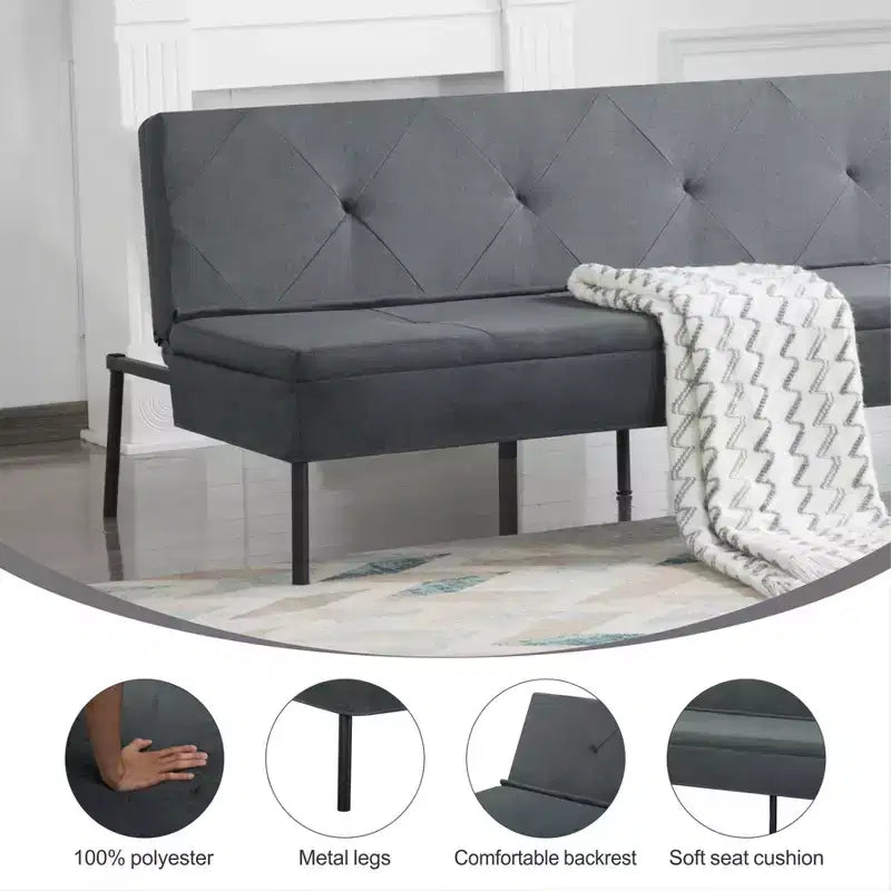 Divano letto futon da 63" con schienale regolabile in 5 posizioni - Telaio in ferro