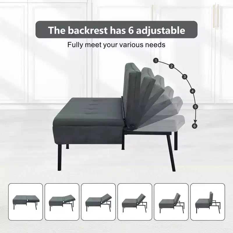 Divano letto futon da 63" con schienale regolabile in 5 posizioni - Telaio in ferro