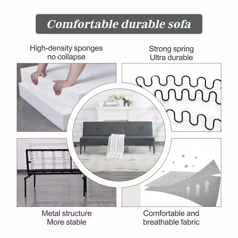 Divano letto futon da 63" con schienale regolabile in 5 posizioni - Telaio in ferro