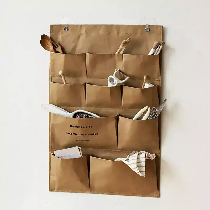 Organizer da Parete Sospeso Multitasca - 10 Tasche, Tela, Cachi