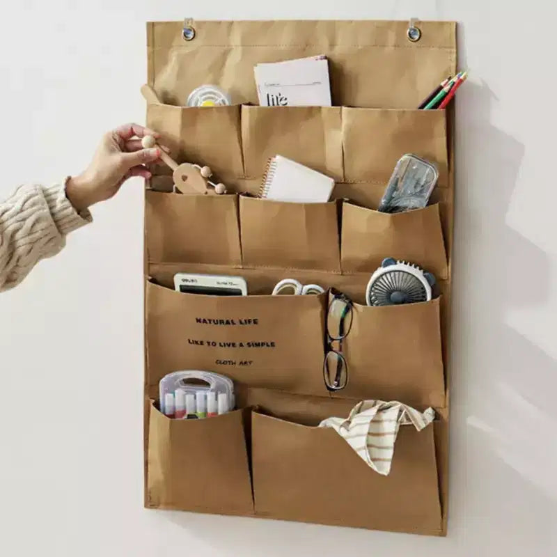 Organizer da Parete Sospeso Multitasca - 10 Tasche, Tela, Cachi