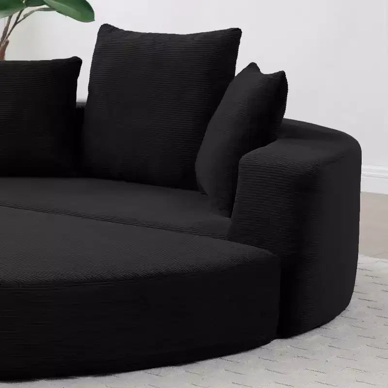 Divano letto futon convertibile a 2 posti in velluto a coste con cuscini - rotondo