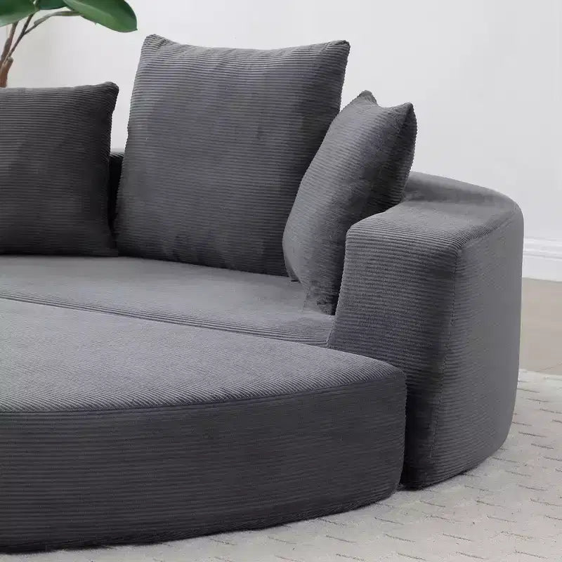 Divano letto futon convertibile a 2 posti in velluto a coste con cuscini - rotondo