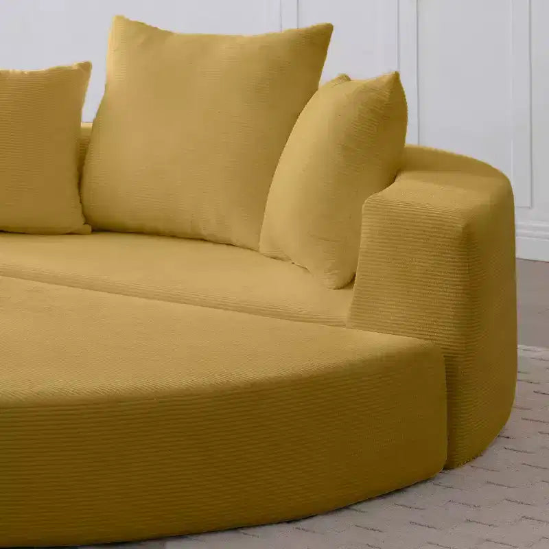 Divano letto futon convertibile a 2 posti in velluto a coste con cuscini - rotondo