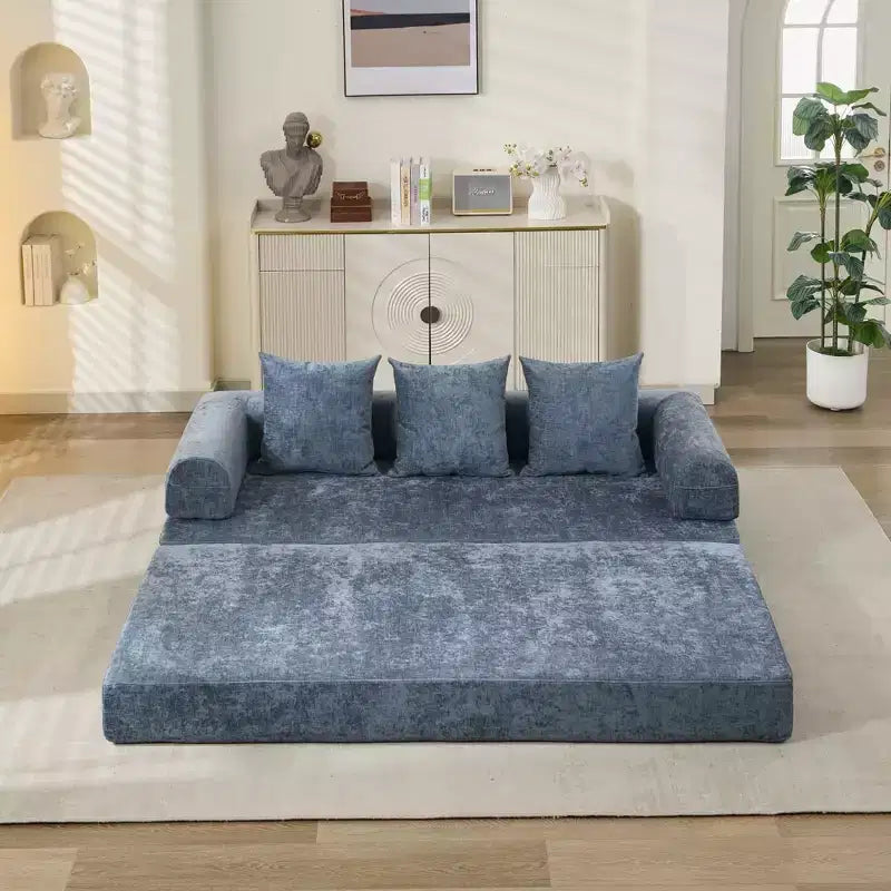 Divano letto a 2 posti in ciniglia con materasso pieghevole - Divano futon convertibile