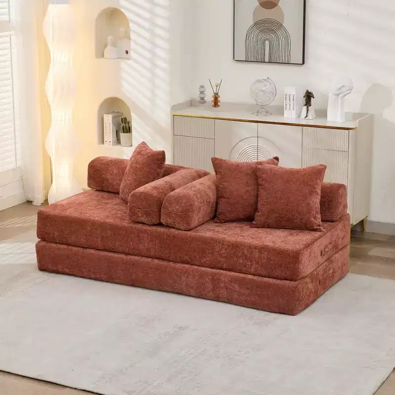 Divano letto a 2 posti in ciniglia con materasso pieghevole - Divano futon convertibile