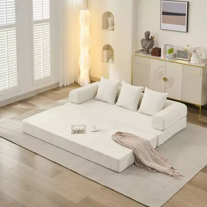 Divano letto a 2 posti in ciniglia con materasso pieghevole - Divano futon convertibile
