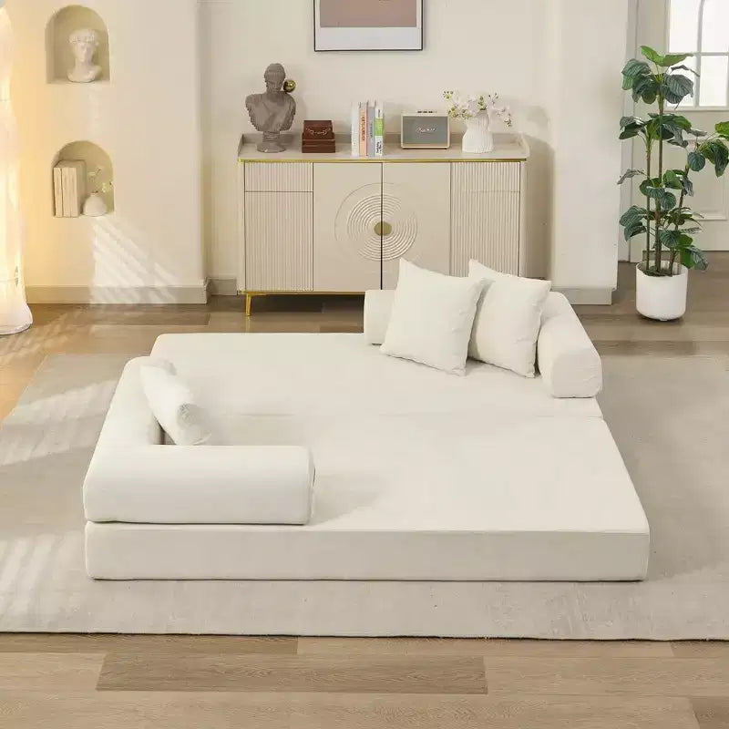 Divano letto a 2 posti in ciniglia con materasso pieghevole - Divano futon convertibile
