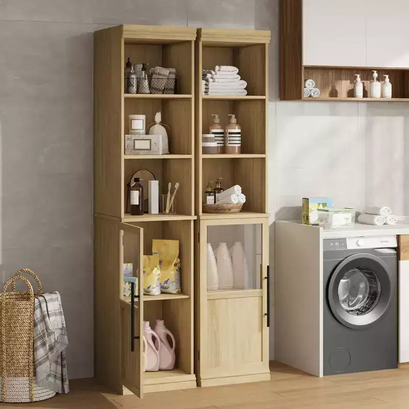 Mobiletto contenitore da bagno da 70", Armadietto alto con ante per cucine, bagni, salotto, naturale
