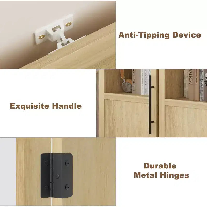 Mobiletto contenitore da bagno da 70", Armadietto alto con ante per cucine, bagni, salotto, naturale