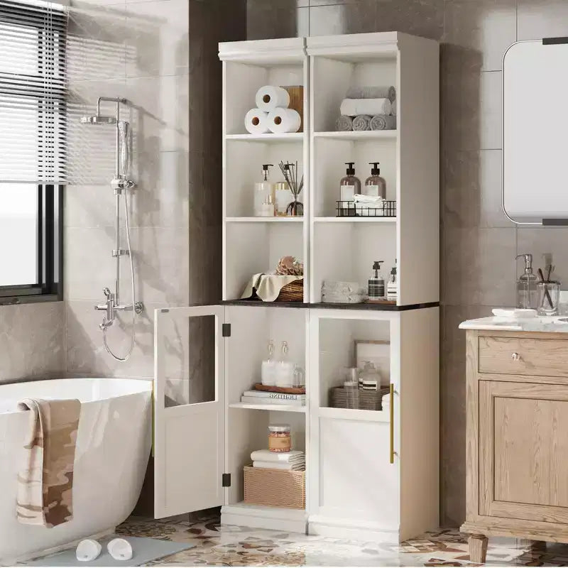 Mobiletto contenitore da bagno da 70", Armadietto alto con ante per cucine, bagni, salotto, naturale