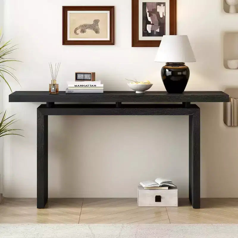 Consolle da ingresso moderna con piano flottante - Sottile impiallacciatura in frassino, 150 cm di lunghezza