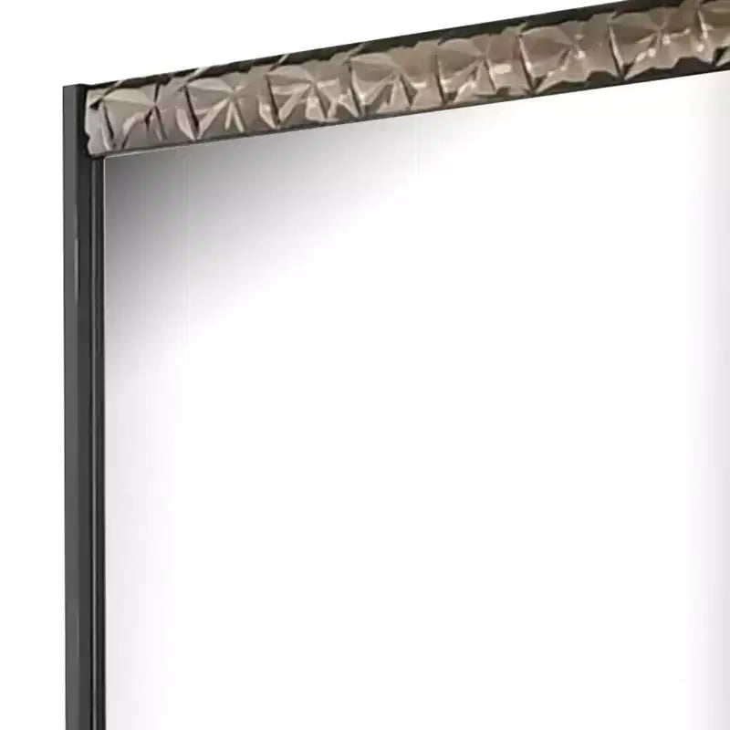 Specchio rettangolare da comò 36x40" - Cornice geometrica cromata, grigio cenere