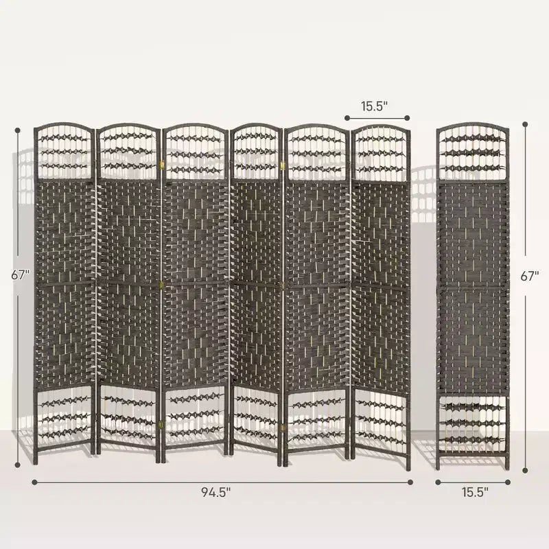 Divisorio Pieghevole a 6 Pannelli Paravento Portatile in Fibra Ondulata per Casa Ufficio
