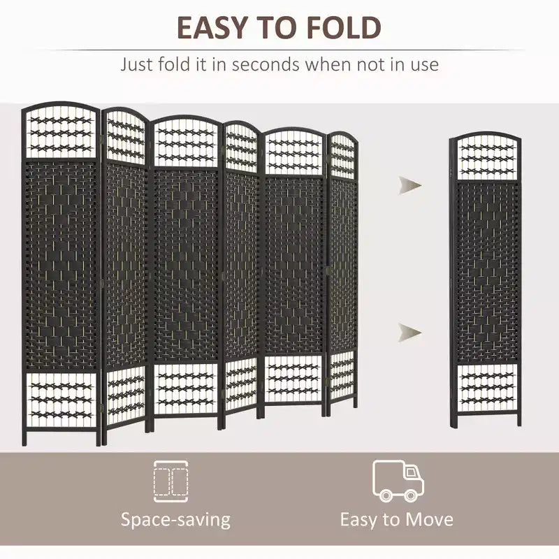 Divisorio Pieghevole a 6 Pannelli Paravento Portatile in Fibra Ondulata per Casa Ufficio
