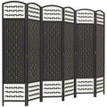 6 Panel Folding Room Divider Portable Privacy Screen Wave Fiber Room Partition for Home Office