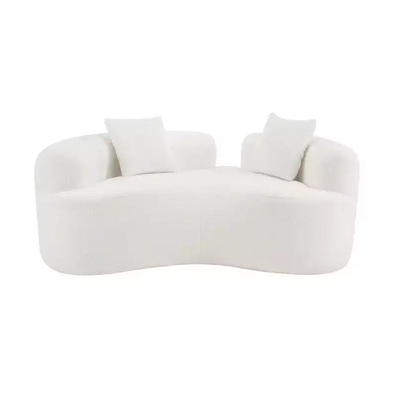 Divanetto curvo moderno 67" - Velluto Teddy, 2 posti con cuscini decorativi
