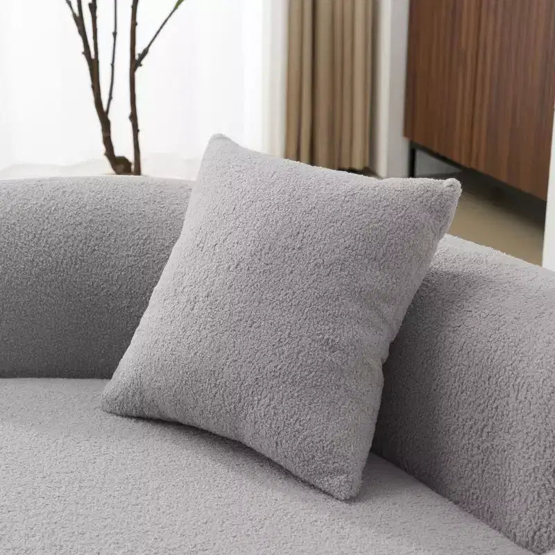 Divanetto curvo moderno 67" - Velluto Teddy, 2 posti con cuscini decorativi