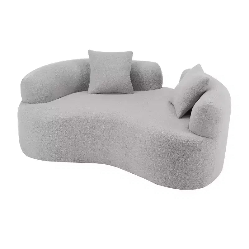 Divanetto curvo moderno 67" - Velluto Teddy, 2 posti con cuscini decorativi