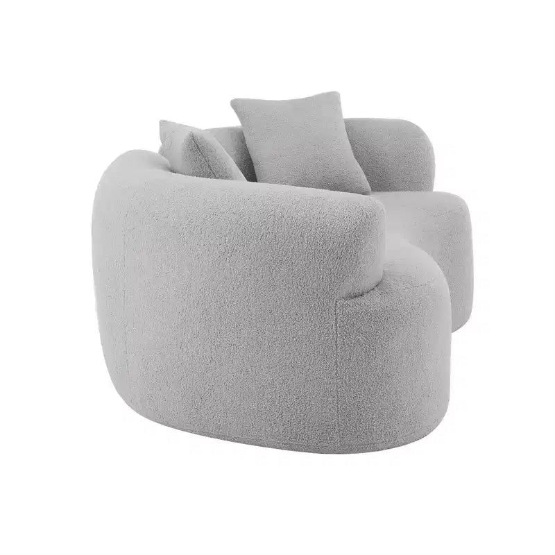 Divanetto curvo moderno 67" - Velluto Teddy, 2 posti con cuscini decorativi