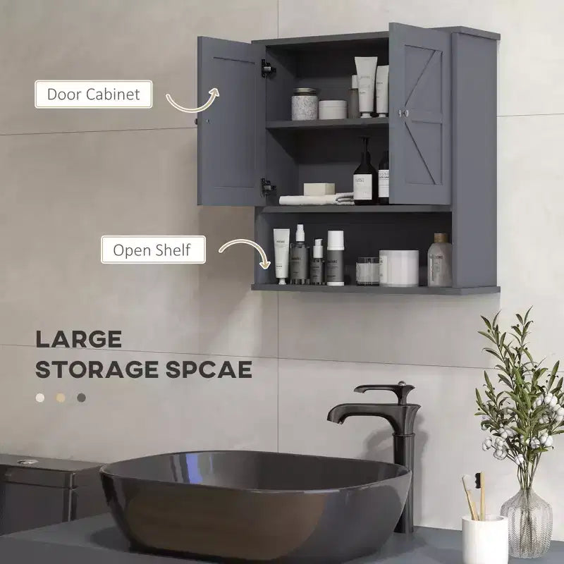 Mobiletto da bagno rustico per medicinali, armadietto a muro con ante scorrevoli e ripiano regolabile per lavanderia