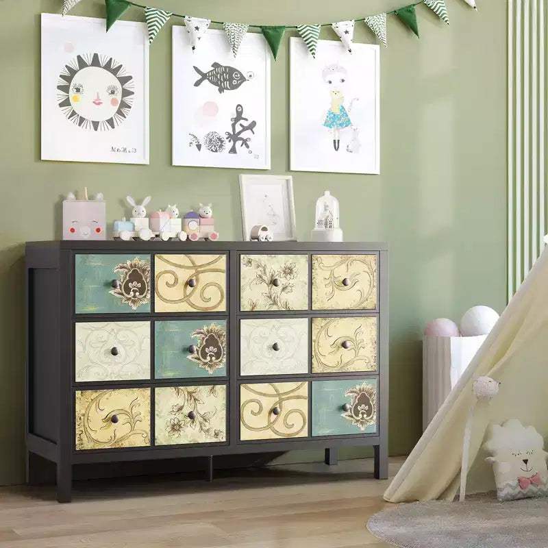 Cassettiera in legno con 6 cassetti in stile vintage - Mobile contenitore per camera da letto e soggiorno