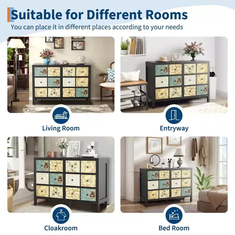Cassettiera in legno con 6 cassetti in stile vintage - Mobile contenitore per camera da letto e soggiorno