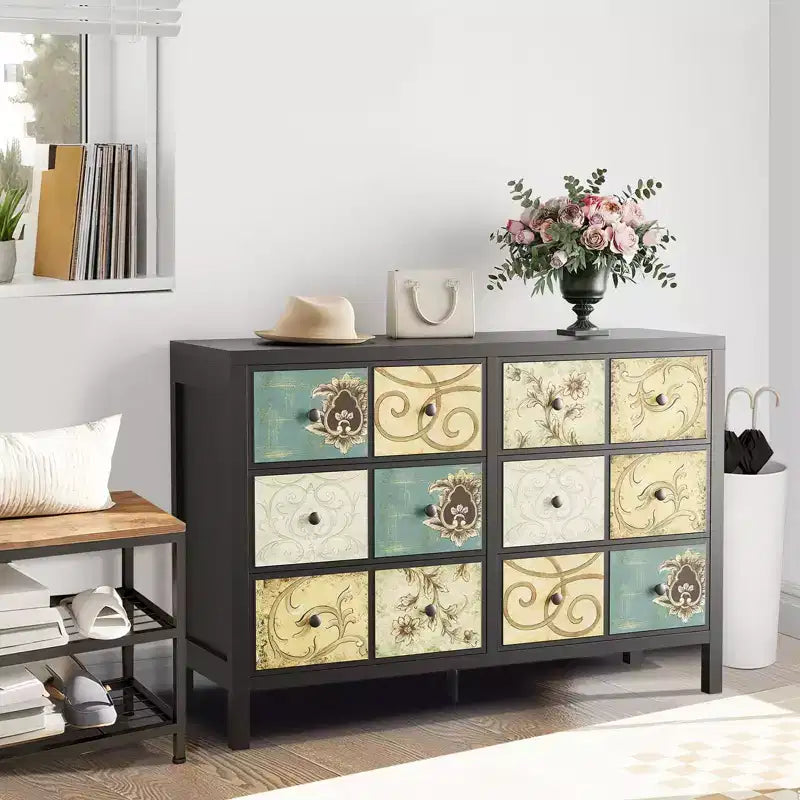 Cassettiera in legno con 6 cassetti in stile vintage - Mobile contenitore per camera da letto e soggiorno