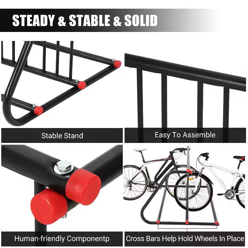 Rastrelliera per biciclette da terra commerciale resistente, rastrelliera per 5/10 biciclette, portabiciclette in acciaio per esterni per garage, negozi, scuole, solido e facile da montare